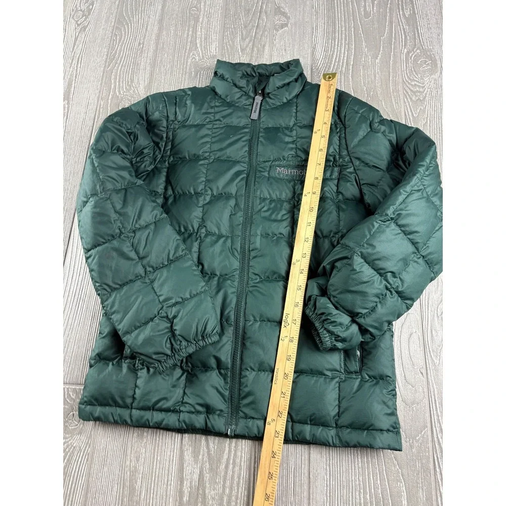 Marmot Boys Green Puffer Jacket Size Large Down Quilted Zip Up